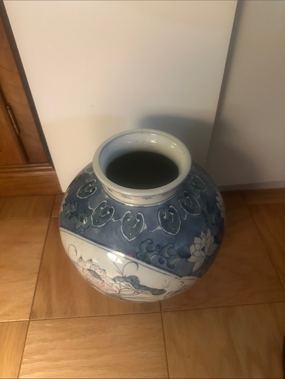 Vintage Blue and White Floral Ceramic Vase